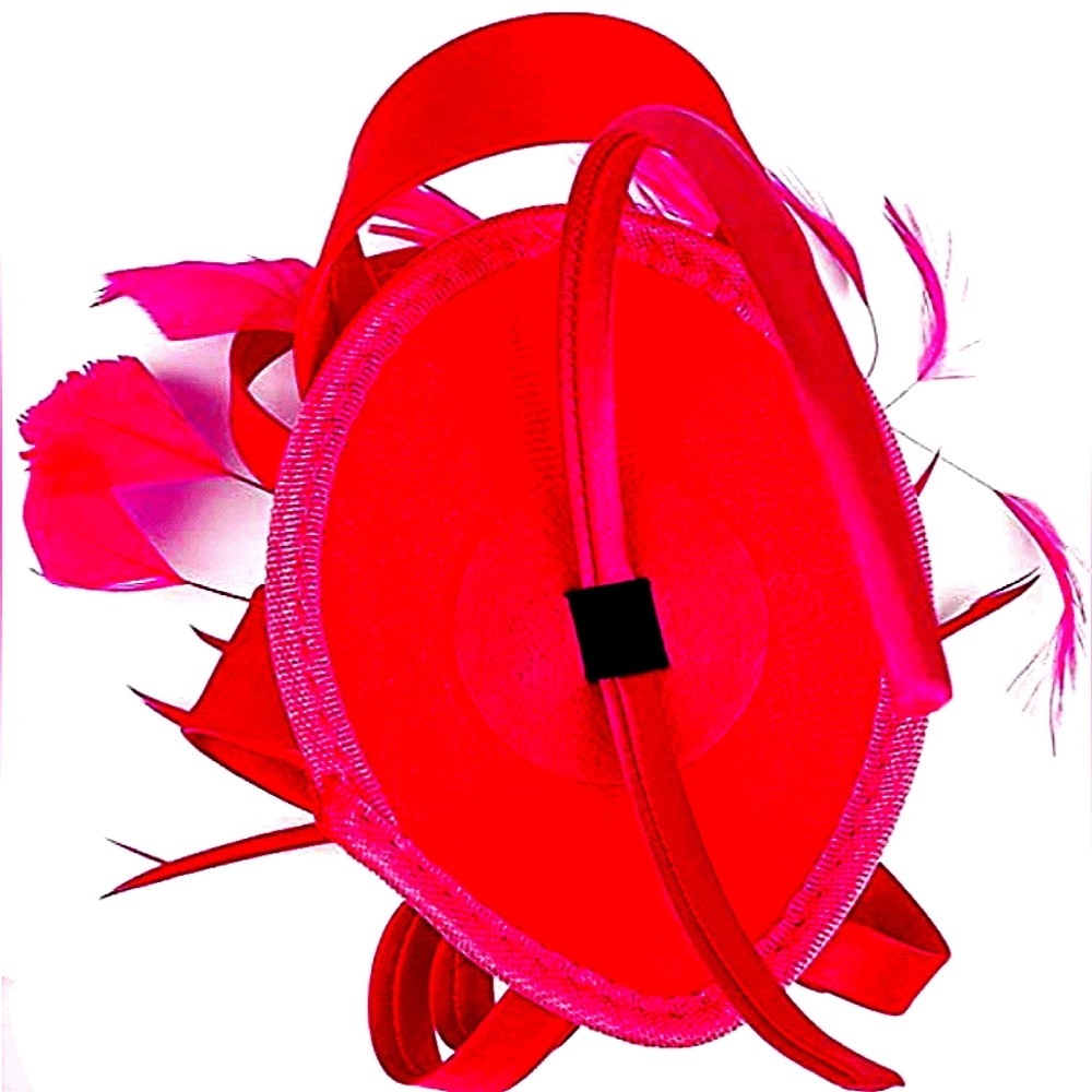 Red Headband and Clip Fascinator - Picture 2 of 5